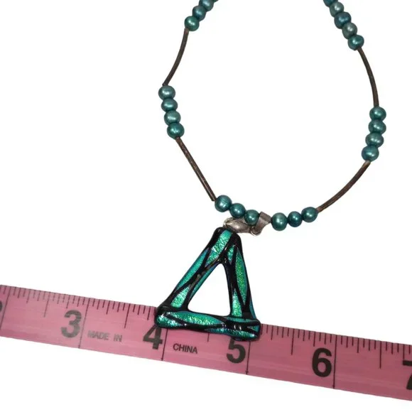 Blue Pearl Handblown Glass Pendant Handmade Necklace - Picture 6 of 7